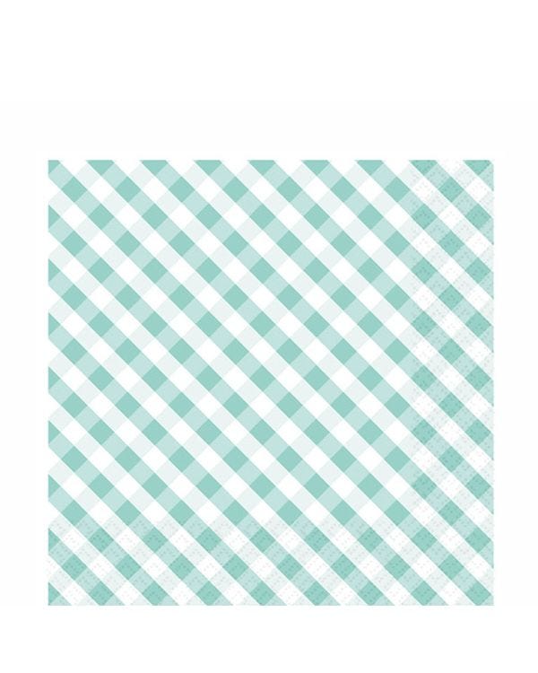 Duck Egg Gingham Paper Napkins 33cm (20pk)