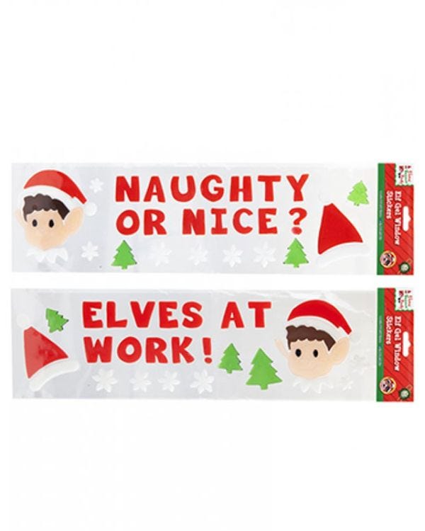 Naughty Elf Window Stickers - 15 x 55cm- Assorted