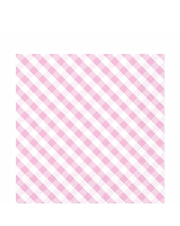 Pink Gingham Paper Napkins 33cm (20pk)