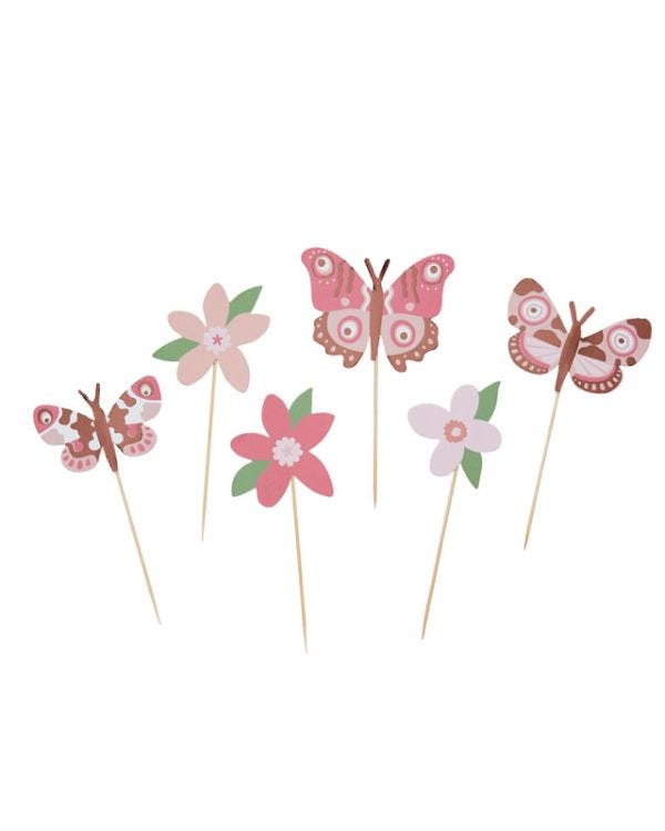 Flower &amp; Butterfly Food Picks (12pk)