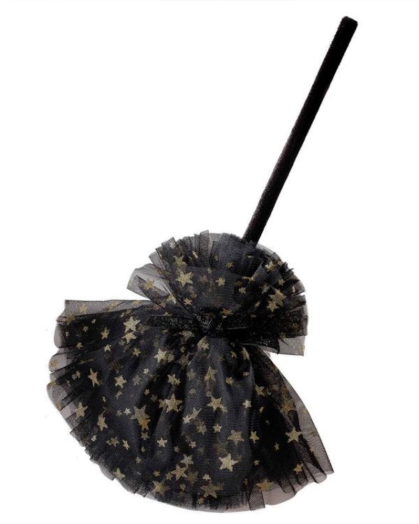 Witch Black &amp; Gold Star Broom