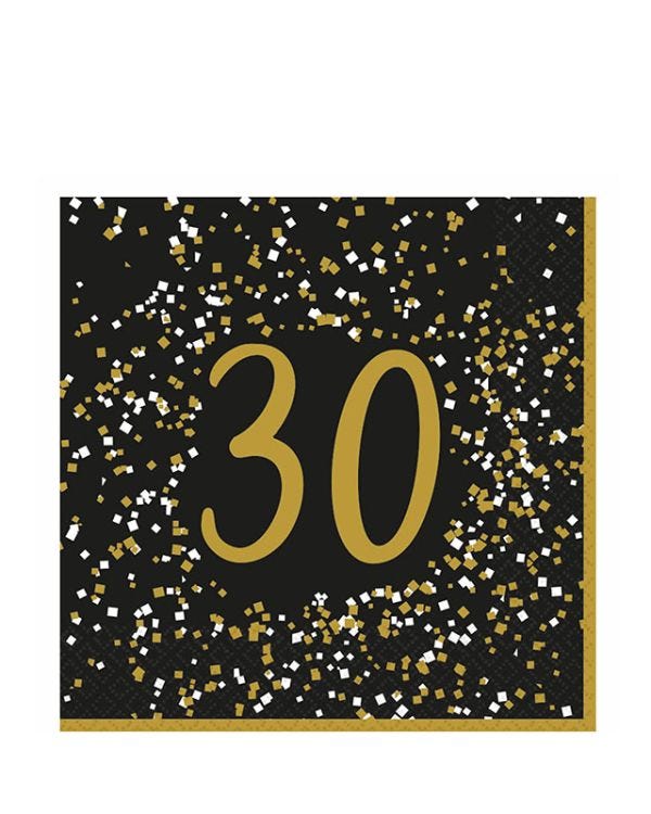 Gold Celebration 30th Paper Napkins 33cm (16pk)