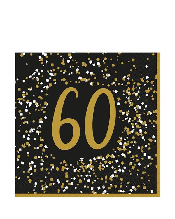 Gold Celebration 60th Paper Napkins 33cm (16pk)