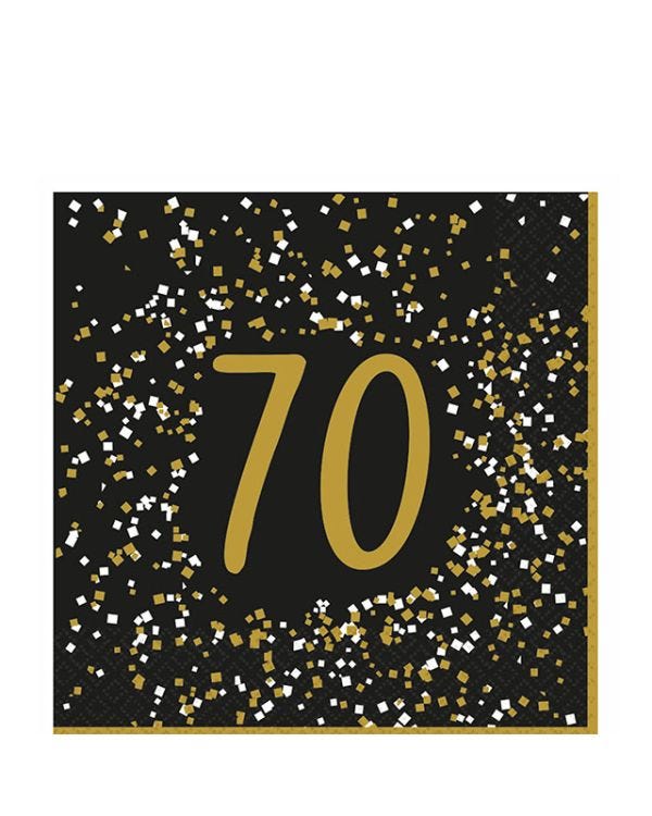 Gold Celebration 70th Paper Napkins 33cm (16pk)