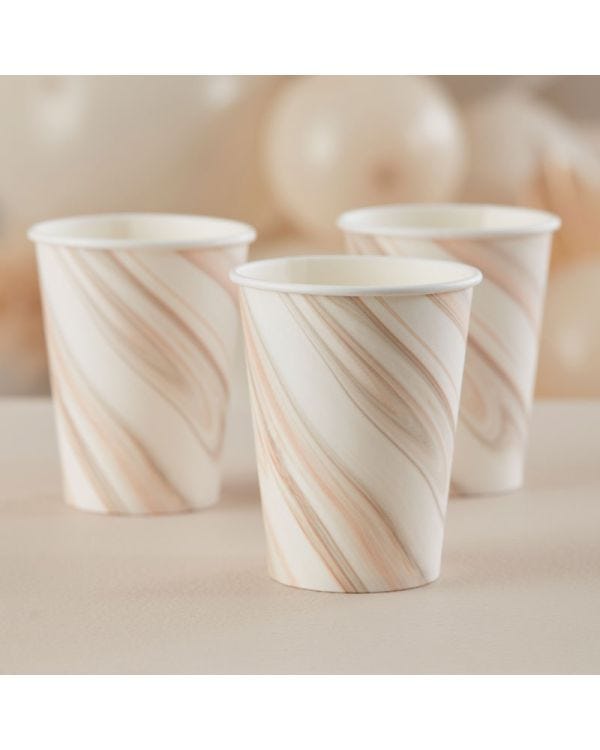 Natural Marble Paper Cups - 266ml (8pk)