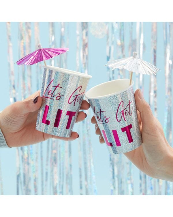 Lets Get Lit Paper Cups - 266ml (8pk)