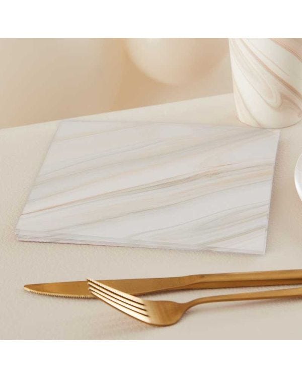 Natural Marble Paper Napkins - 33cm (16pk)
