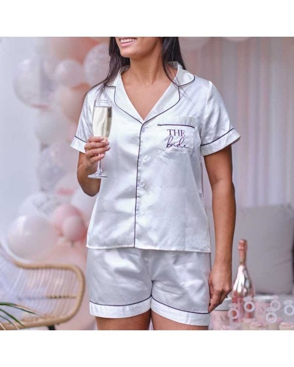 White The Bride Pyjama Set - Adult Costume