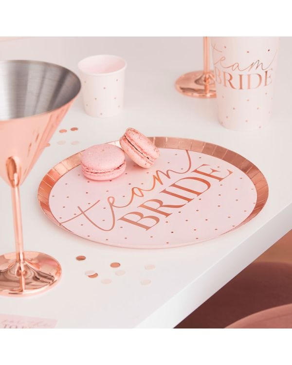Rose Gold Team Bride Plates - 25cm (8pk)