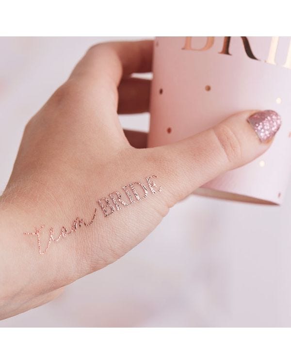 Rose Gold Team Bride Tattoos (16pk)