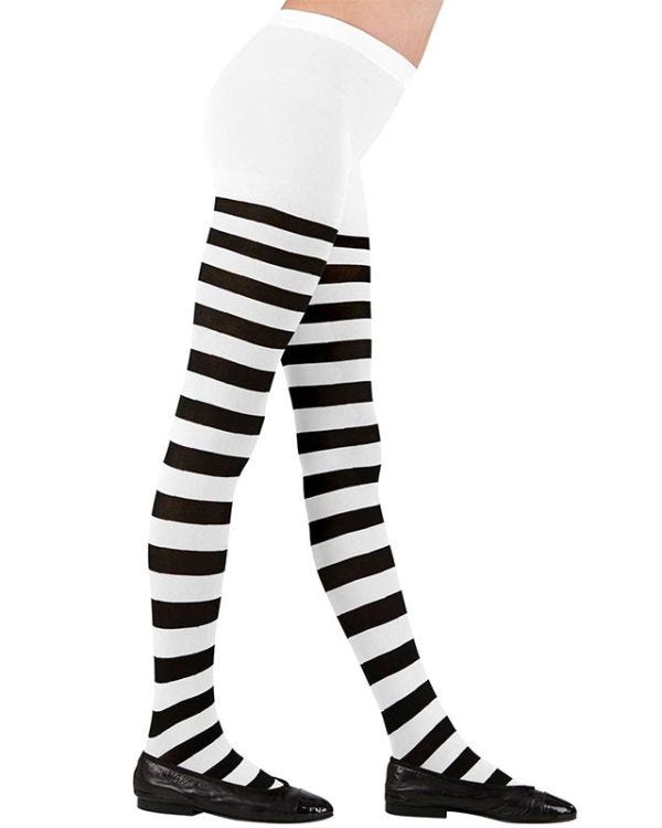Black &amp; White Striped Tights - Child