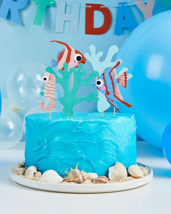 Fish &amp; Coral Cake Topper Set (5pk)