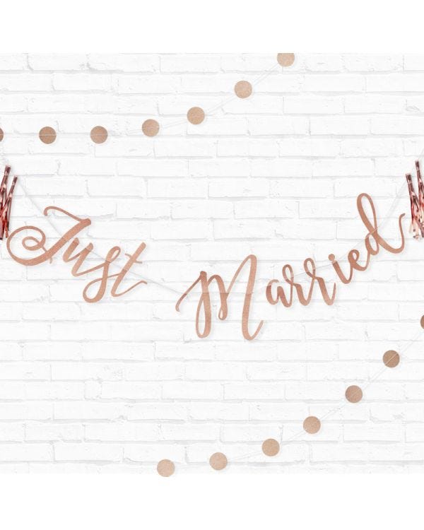 Rose Gold Glitter Just Married Paper Letter Banner - 1.5m