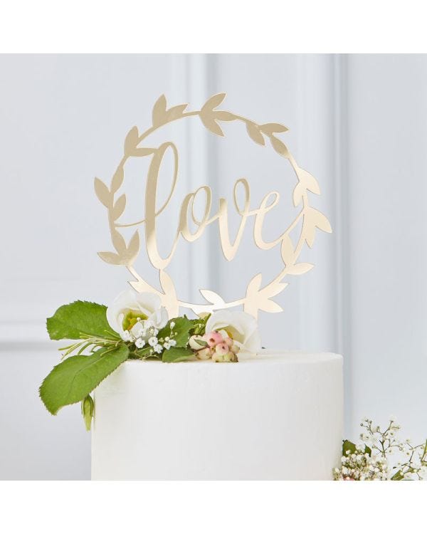 Gold Love Acrylic Cake Topper