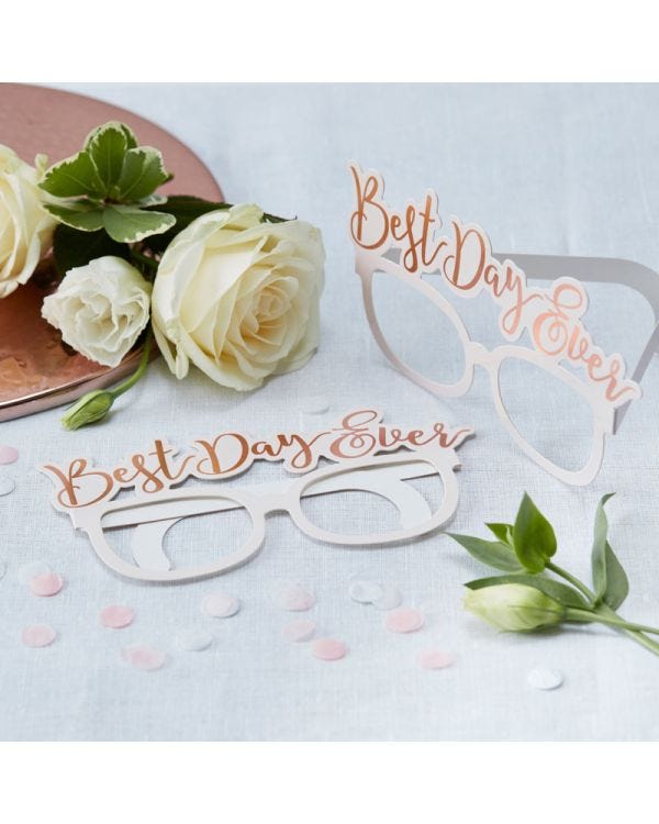 Rose Gold Best Day Ever Paper Glasses (8pk)
