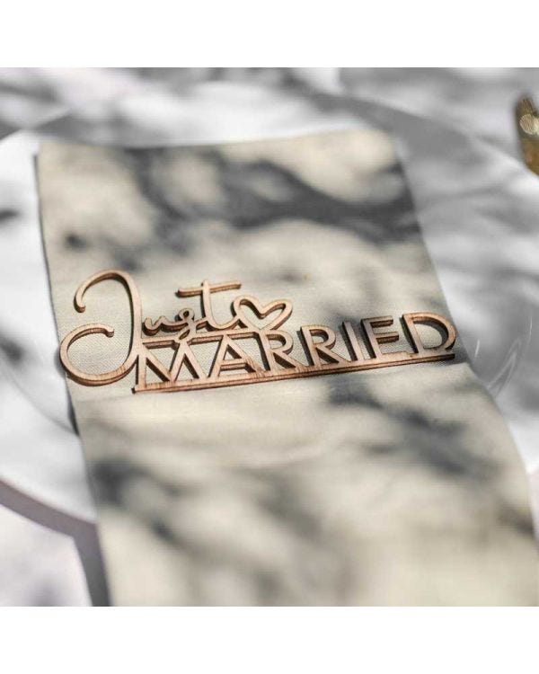 Wooden Just Married Table Decor - 14cm (6pk)