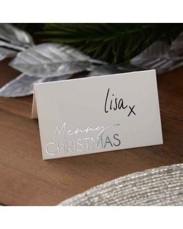 Silver Foiled Merry Christmas Place Cards (10pk)