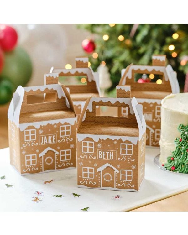 Customisable Gingerbread House Party Box (4pk)