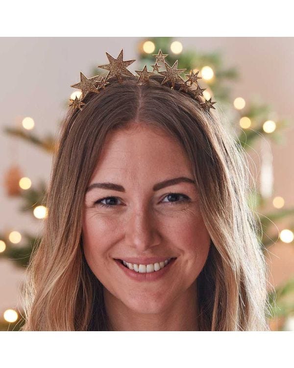 Gold Glitter Metal Star Headband