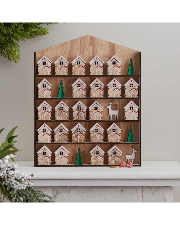 Fill Your Own Wooden House Advent Calendar - 37.5cm x 30cm