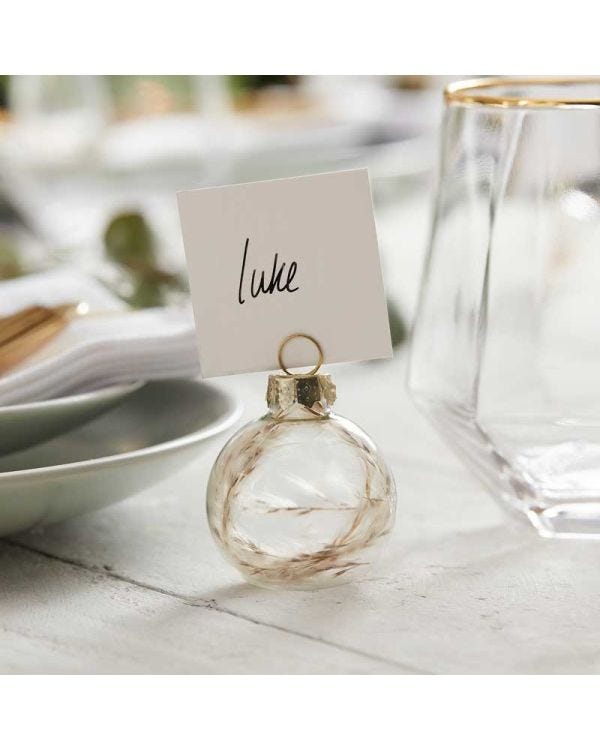 Pampas Filled Glass Bauble Place Card Holders - 5.5cm (6pk)