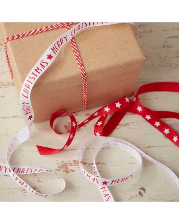 Red &amp; White Merry Christmas Ribbon Kit - 10m