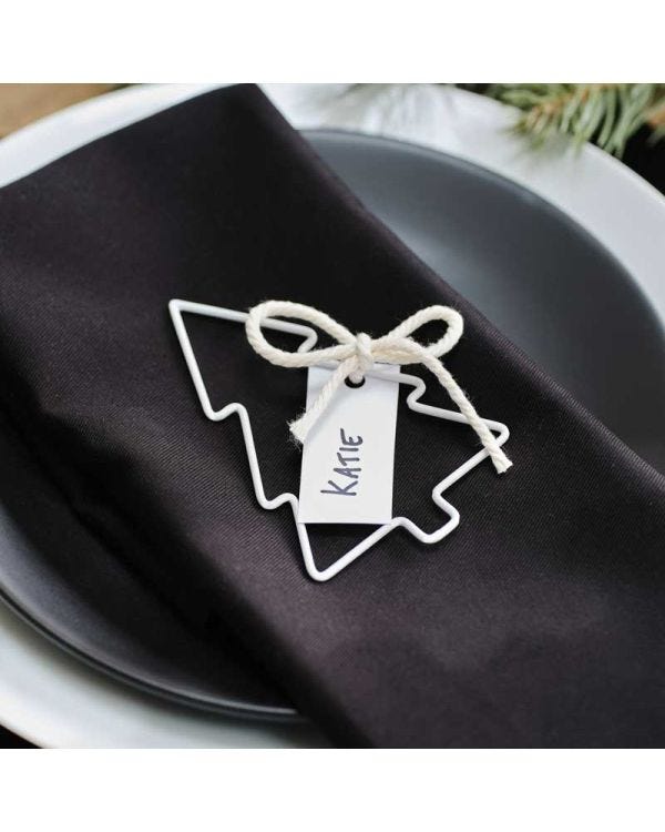 White Wire Christmas Tree Place Card Holder - 11cm (4pk)