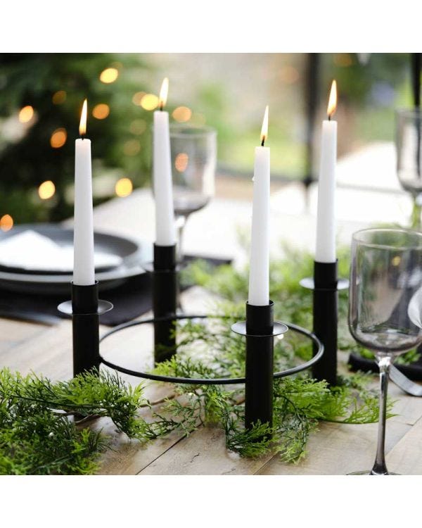 Black Metal Circular Candle Holder - 27.5cm