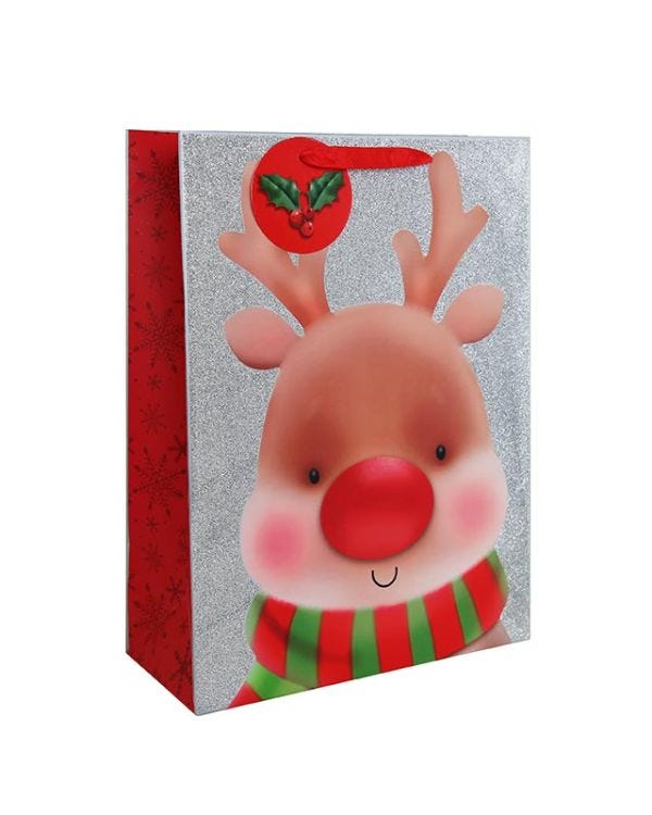 Rudolph Glitter Extra Large Gift Bag - 45.5cm x 33cm