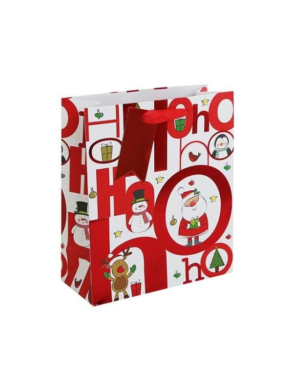 Ho Ho Ho Characters Medium Gift Bag - 25.5cm x 21.5cm