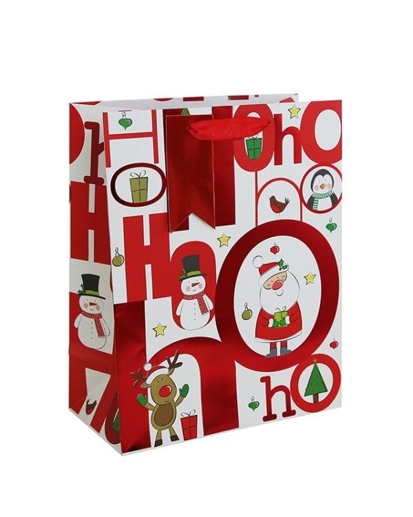 Ho Ho Ho Characters Large Gift Bag - 33cm x 26.5cm