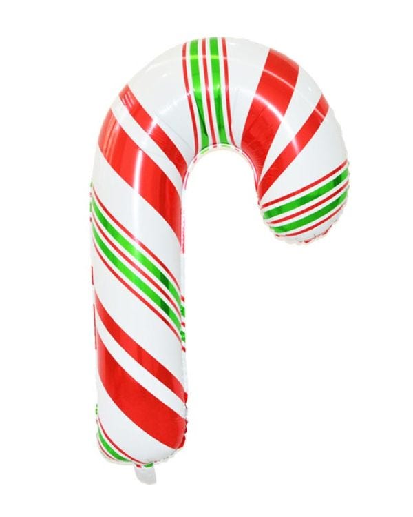 Red &amp; Green Candy Cane Balloon - 31&quot; Foil