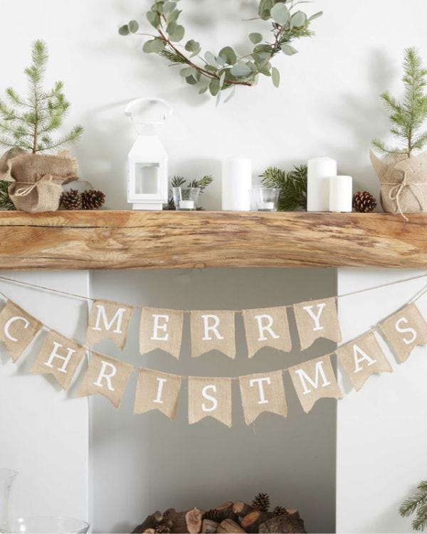 Merry Christmas Hessian Bunting - 2.5m