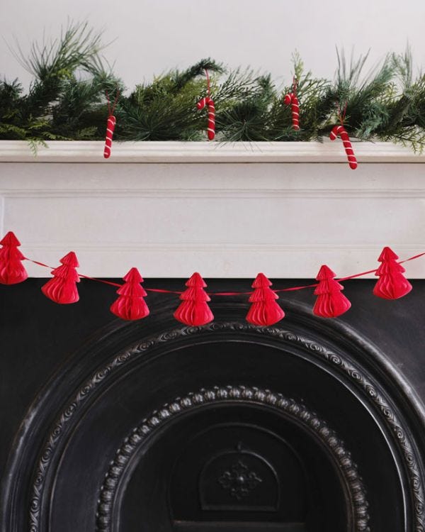 Red Honeycomb Trees Bunting