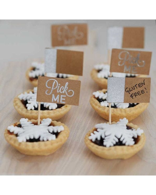 Festive Silver Foiled Cake Picks (12pk)