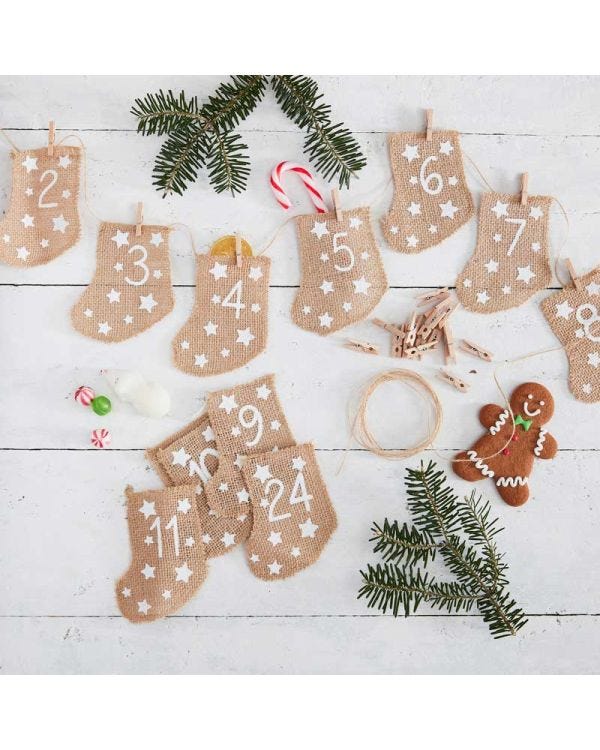 Hessian Stockings Advent Calendar (24pk)