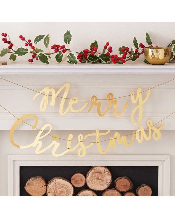 Gold Merry Christmas Acrylic Banner - 1.5m