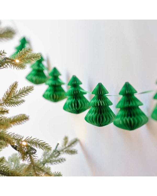Green Honeycomb Trees Paper Garland - 2m