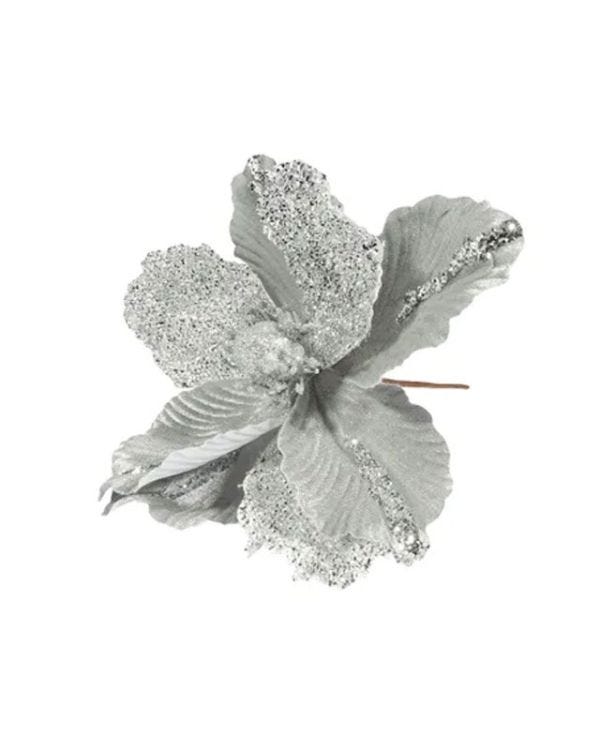 Silver Glitter Magnolia - 26cm