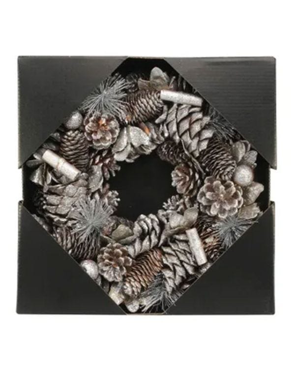 30cm Silver Glitter / Cinnamon wreath