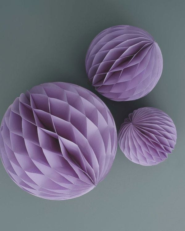 Lillac Paper Honeycomb Hanging Decorations (3pk)