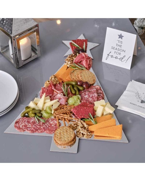 Silver Tree Shaped Grazing Board - 57cm x 40cm