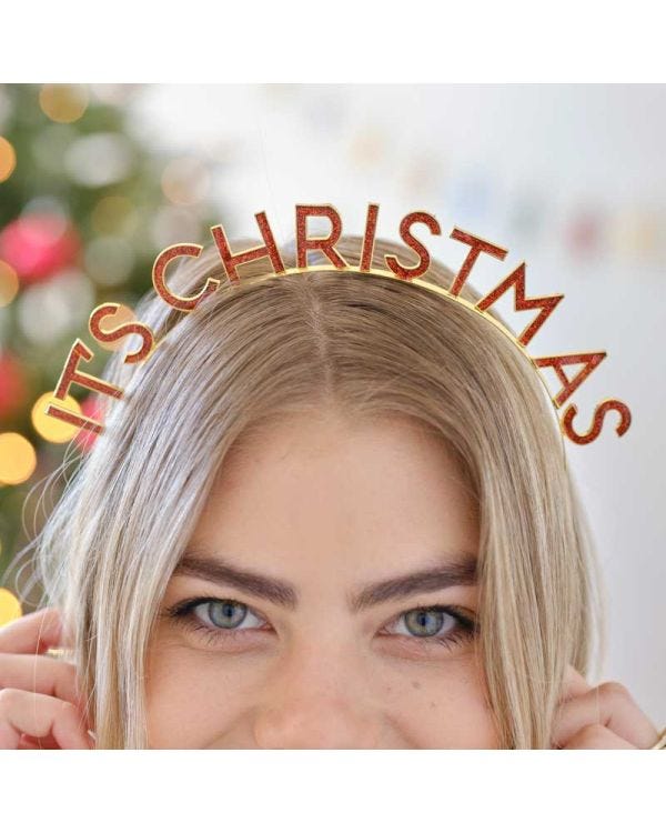 Red &amp; Gold It&#039;s Christmas Metal Headband