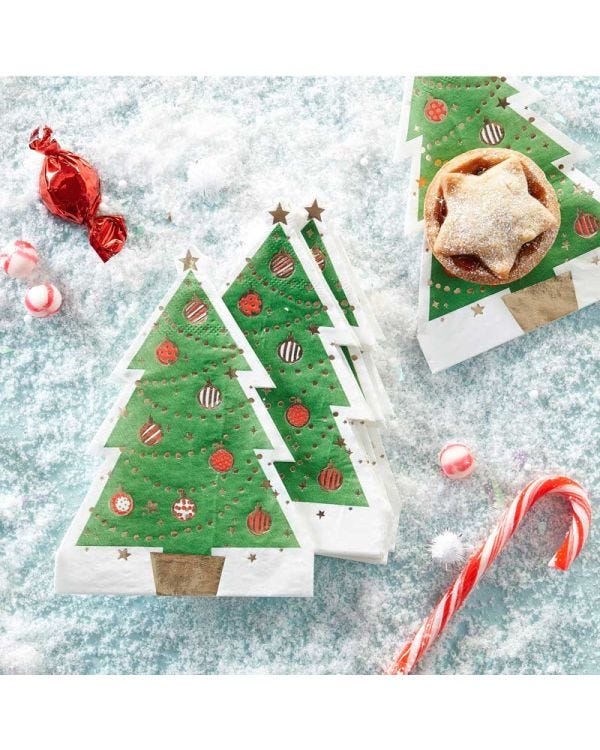 Christmas Tree Shaped Paper Napkins - 32cm (12pk)