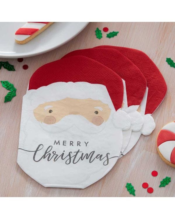 Santa Shaped Paper Napkins (16pk)