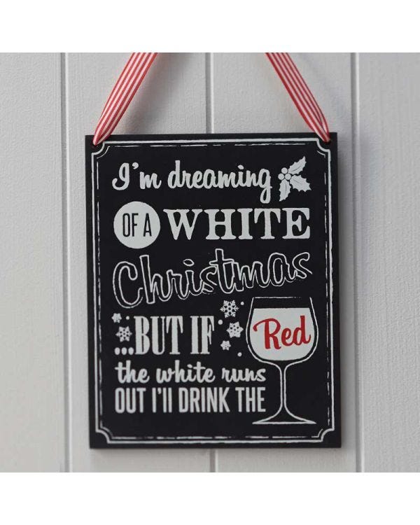 Wooden Chalkboard Christmas Wine Sign - 21.5cm