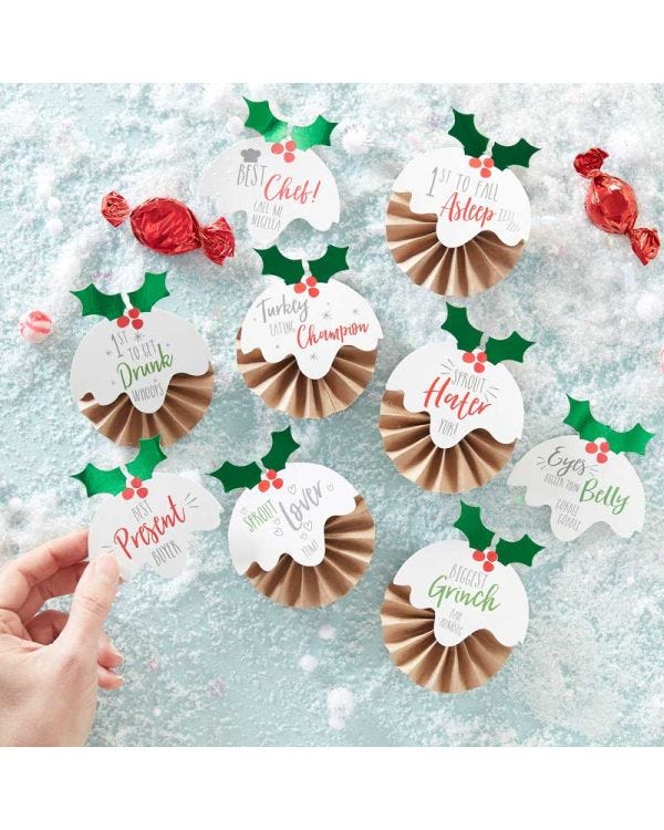 Novelty Christmas Day Badges - 8cm (6pk)
