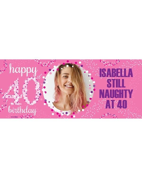 40th Birthday Pink Celebration Personalised Banner
