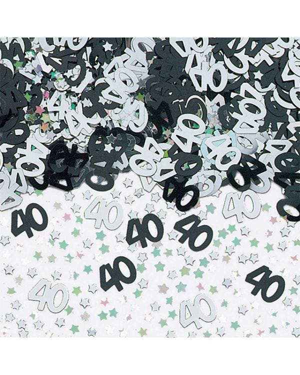 40th Birthday Black &amp; Silver Confetti - 14g