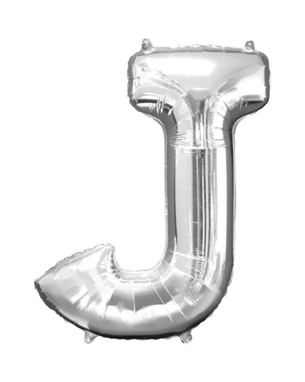 Silver Letter J Balloon - 34&quot; Foil